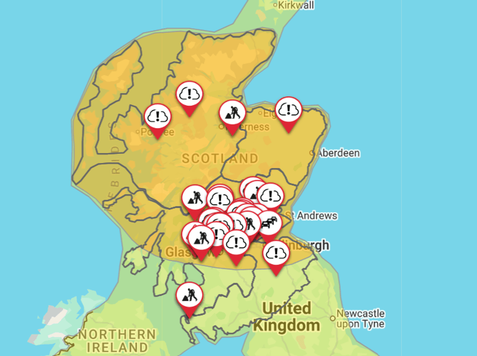 Road warnings in Scotland